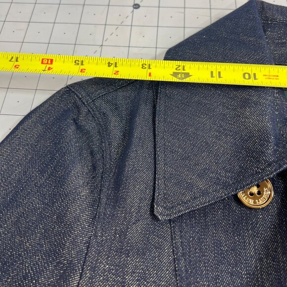 Lauren Ralph Lauren LRL Double Breasted Metallic Blue Denim P-Coat Women’s Sz. M - Picture 9 of 11